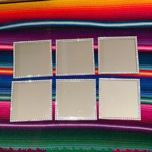 Square Mirror Rhinestone Coasters Candle Plates Wedding